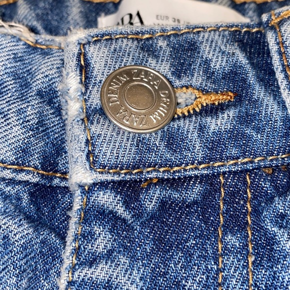 Zara Size 4 Washout Ankle Crop High Rise Denim Jeans - Picture 7 of 14